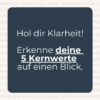 weiße Schrift auf blauem Grund mit dem Text: Hol Dir Klarheit Erkenne Deine 5 Kernwerte
